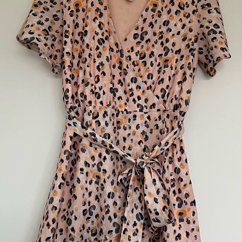 Pink Leopard Print Wrap Dress